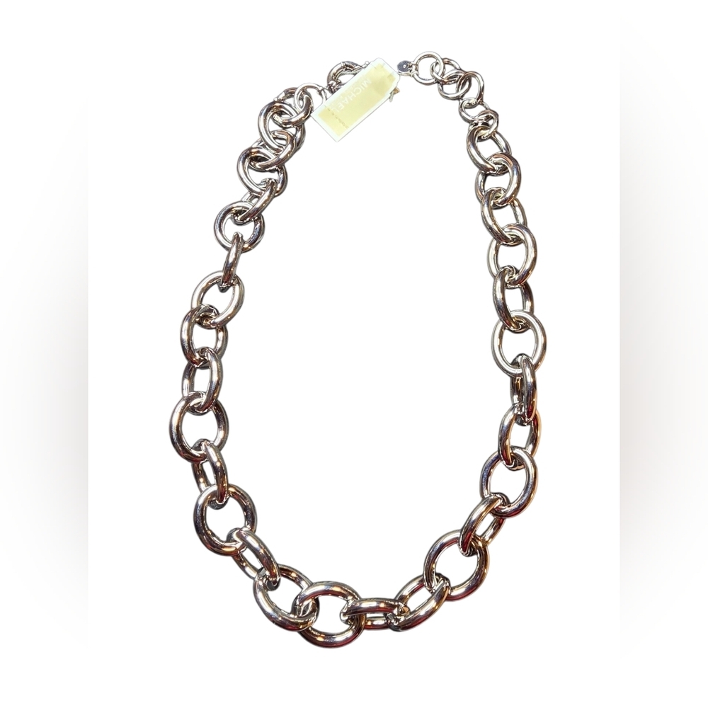 New Michael Kors Shiny Silver Chain Necklace Retails $250 - Picture 2 of 4